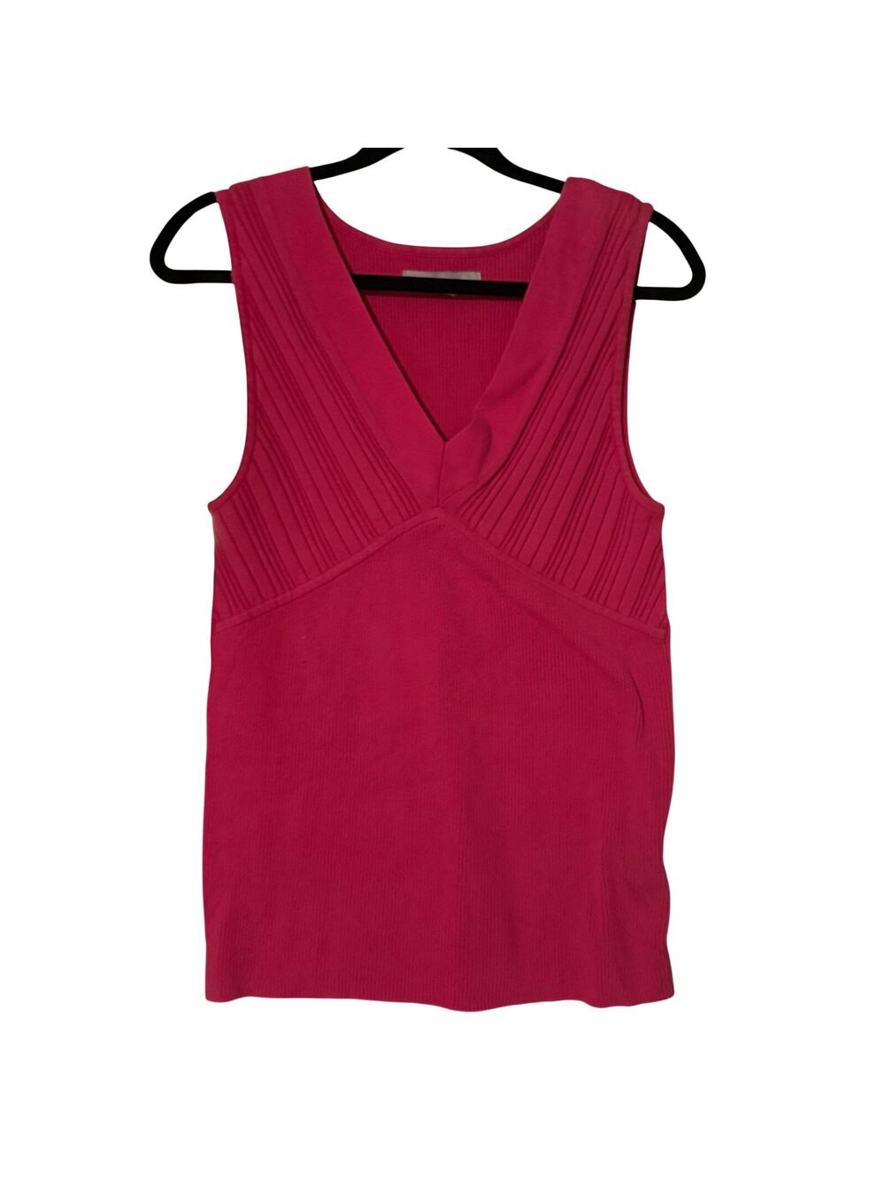 Old Navy Bright Pink Ribbed Sleeveless V-Neck Knit Top Women's xl